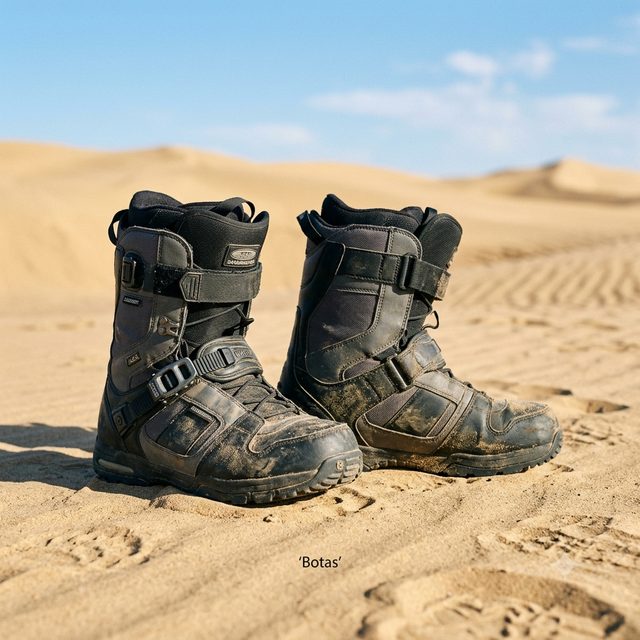 Botas de sandboard sobre la arena de la duna